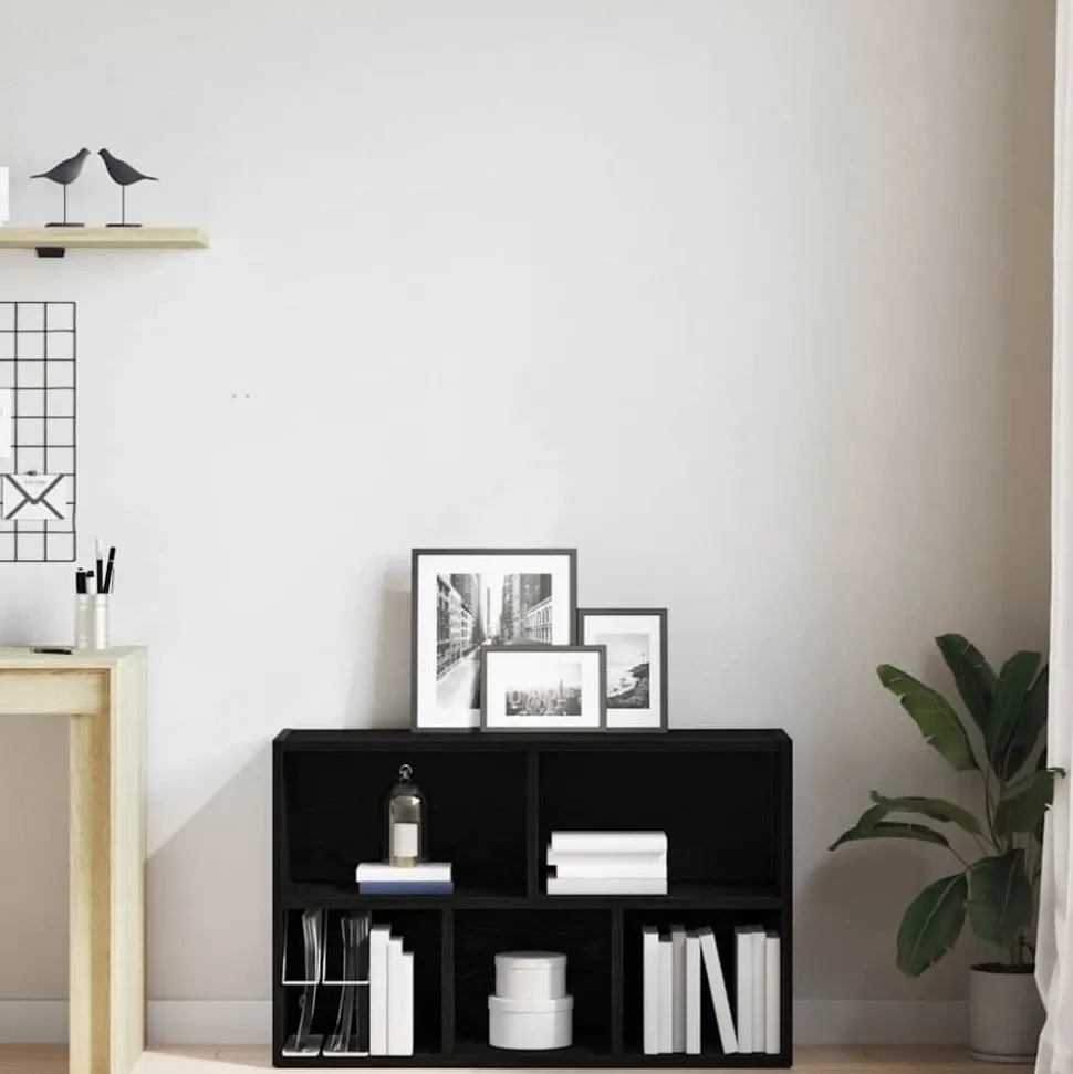 vidaXL Boekenkast Zwart Eiken 50x25x80 cm Engineered Wood