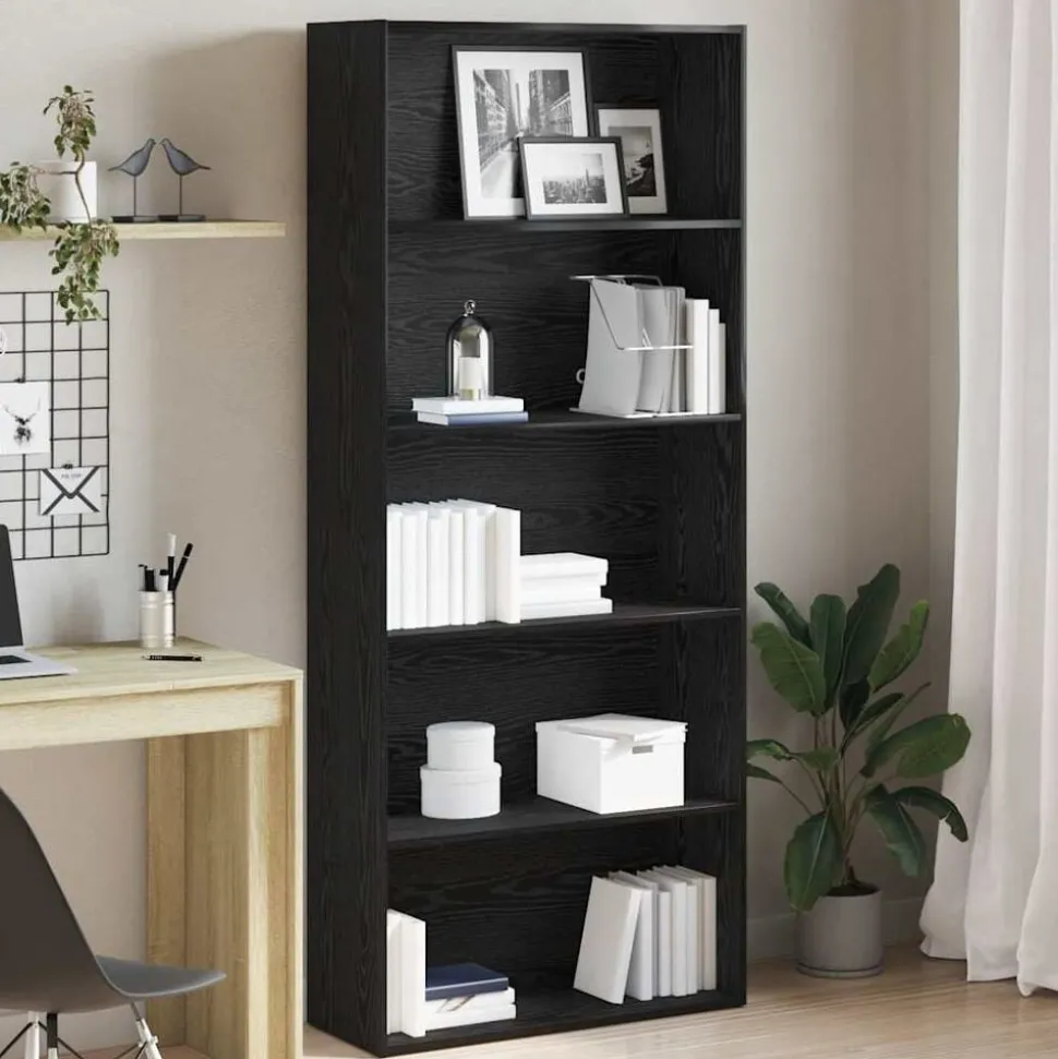 vidaXL Boekenkast Zwart Eiken 80x30x189 cm Engineered Wood