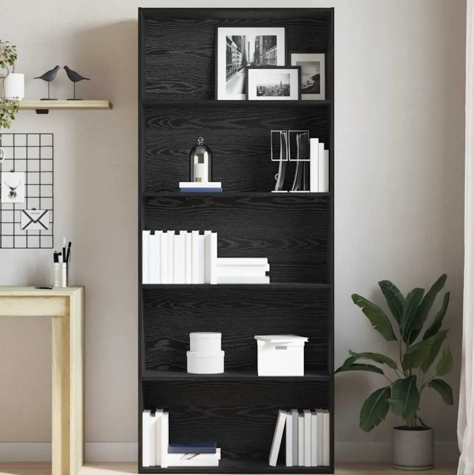 vidaXL Boekenkast Zwart Eiken 80x30x189 cm Engineered Wood