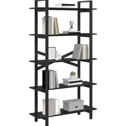 vidaXL Boekenkast Zwart Eiken 100 x 33,5 x 178 cm Bewerkt hout