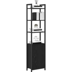vidaXL Boekenkast Zwart Eiken 40 x 24 x 161 cm Bewerkt hout