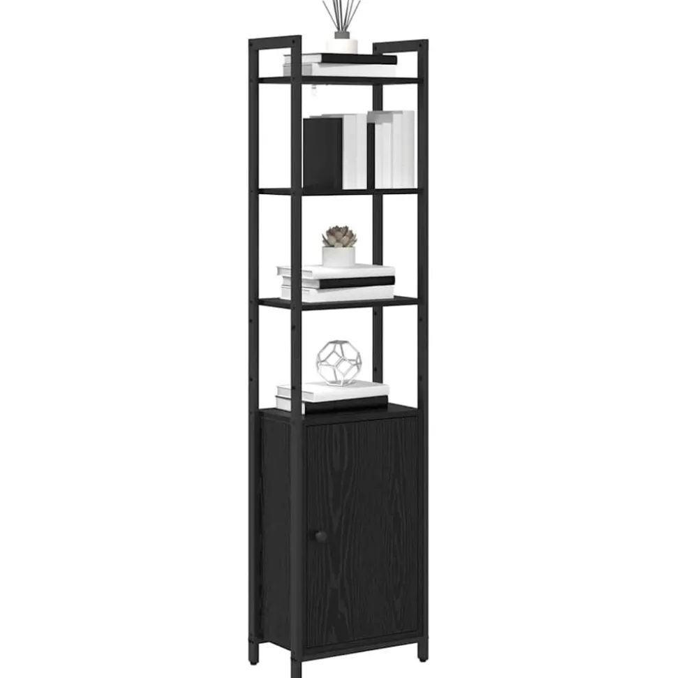 vidaXL Boekenkast Zwart Eiken 40 x 24 x 161 cm Bewerkt hout