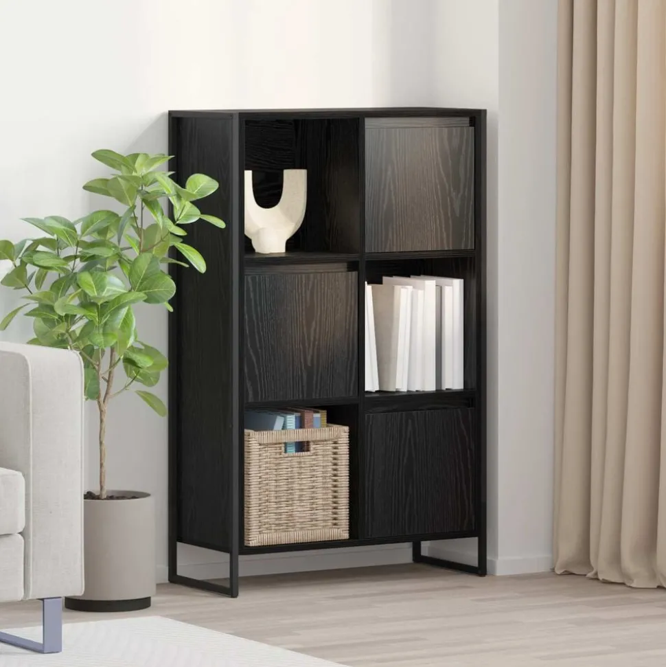 vidaXL Boekenkast Zwart Eiken 68 x 30 x 108.5 cm Bewerkt hout
