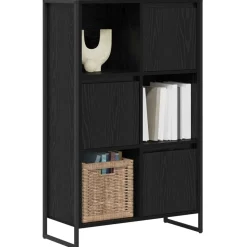 vidaXL Boekenkast Zwart Eiken 68 x 30 x 108.5 cm Bewerkt hout