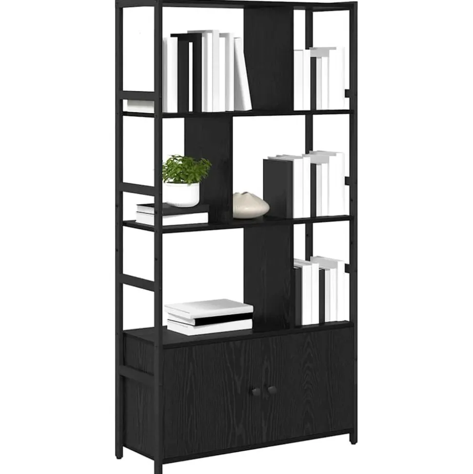vidaXL Boekenkast Zwart Eiken 80 x 30 x 155,5 cm Bewerkt hout