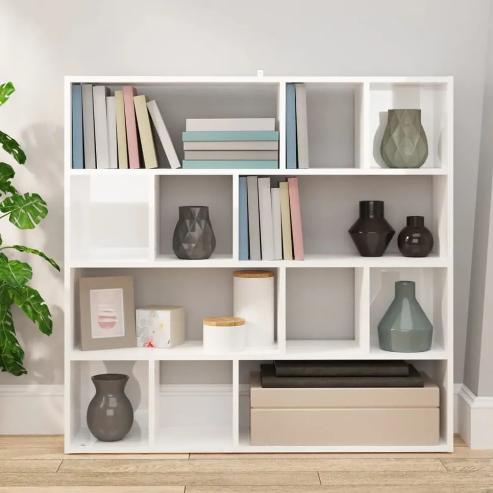 vidaXL Boekenkast/kamerscherm 105x24x102 cm hoogglans wit