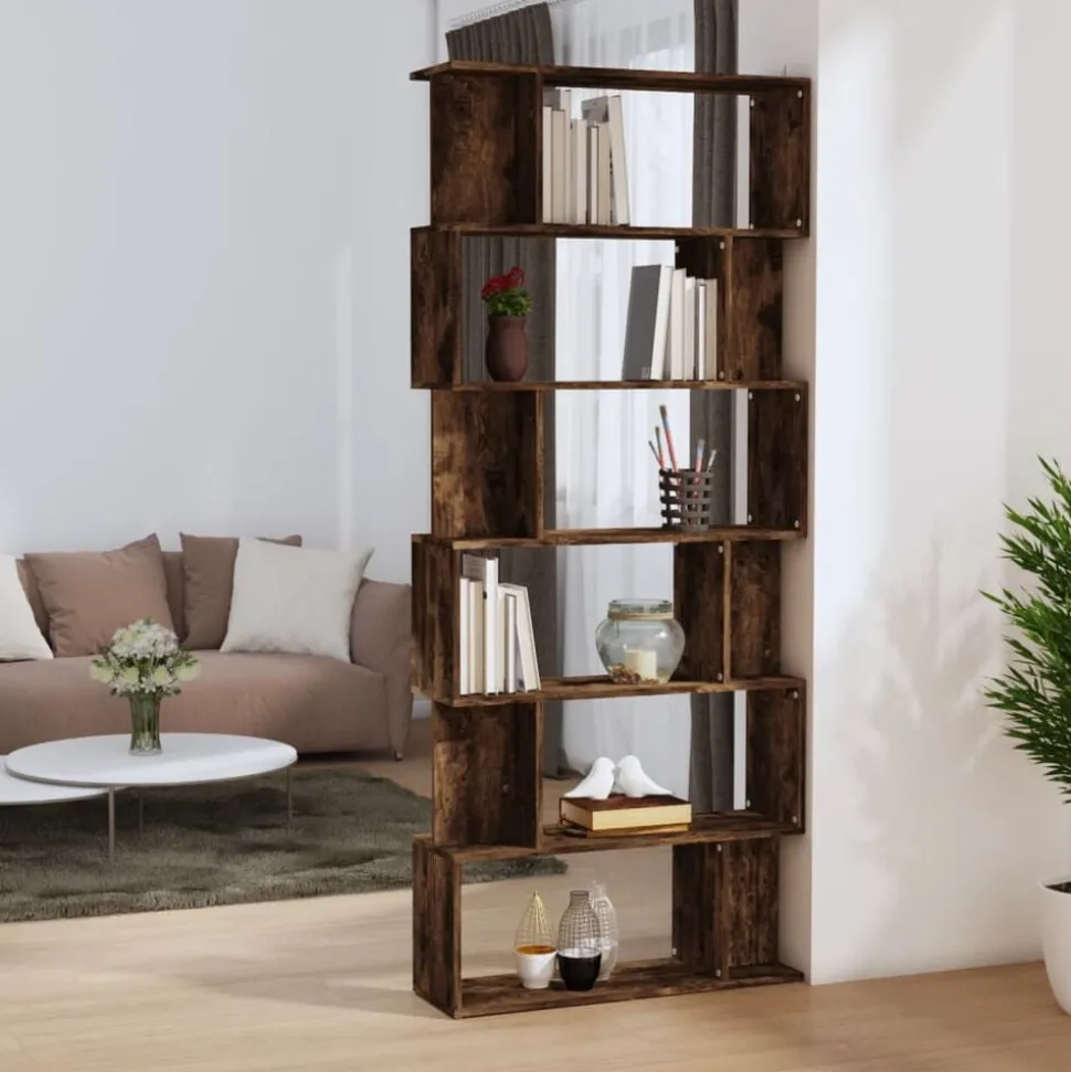vidaXL Boekenkast/kamerscherm 80x24x192 cm bewerkt hout gerookt eiken
