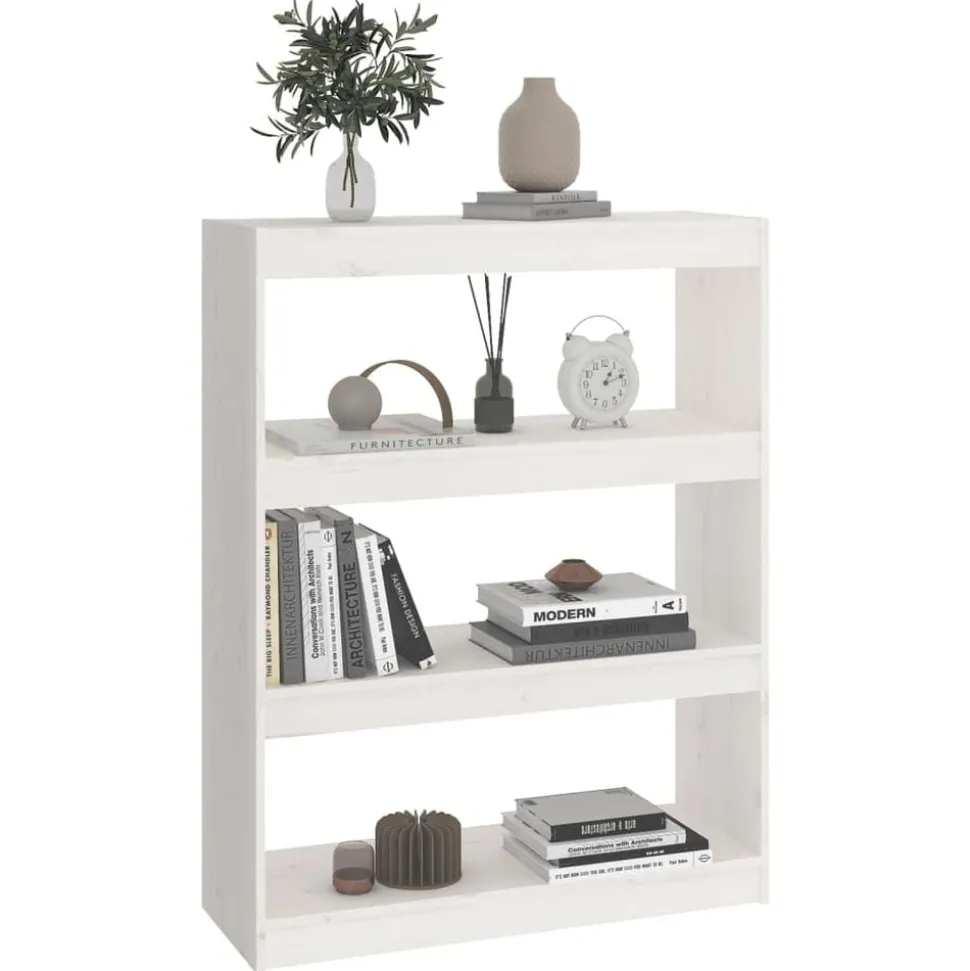 vidaXL Boekenkast/kamerscherm 80x30x103,5 cm massief grenenhout wit