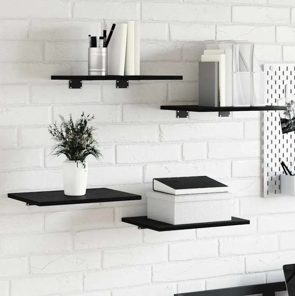 vidaXL Boekenplank Bord 4 pcs Zwart 40 x 30 x 1,5 cm Bewerkt hout