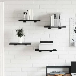 vidaXL Boekenplank Bord 4 pcs Zwart 40 x 30 x 1,5 cm Bewerkt hout
