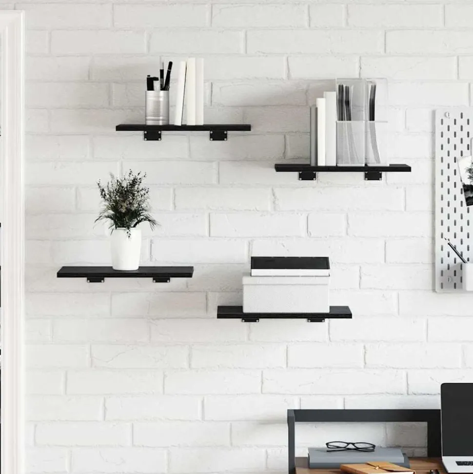 vidaXL Boekenplank Bord 4 pcs Zwart 40 x 30 x 1,5 cm Bewerkt hout