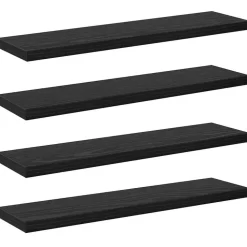 vidaXL Boekenplank Bord 4 pcs Zwart 40 x 10 x 1,5 cm Bewerkt hout