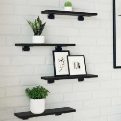 vidaXL Boekenplank Bord 4 pcs Zwart 40 x 10 x 1,5 cm Bewerkt hout