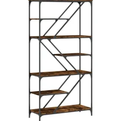 vidaXL Boekenrek 91x36x176 cm bewerkt hout en staal gerookt eikenkleur