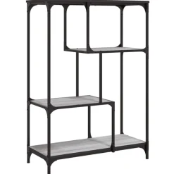 vidaXL Boekenrek 81x36x115 cm bewerkt hout en staal grijs sonoma