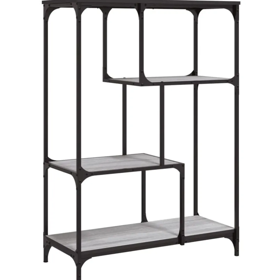 vidaXL Boekenrek 81x36x115 cm bewerkt hout en staal grijs sonoma