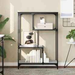 vidaXL Boekenrek 81x36x115 cm bewerkt hout en staal grijs sonoma