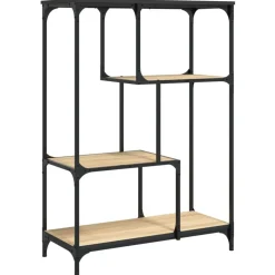 vidaXL Boekenrek 81x36x115 cm bewerkt hout en staal sonoma eikenkleur