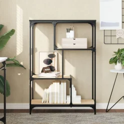 vidaXL Boekenrek 81x36x115 cm bewerkt hout en staal sonoma eikenkleur