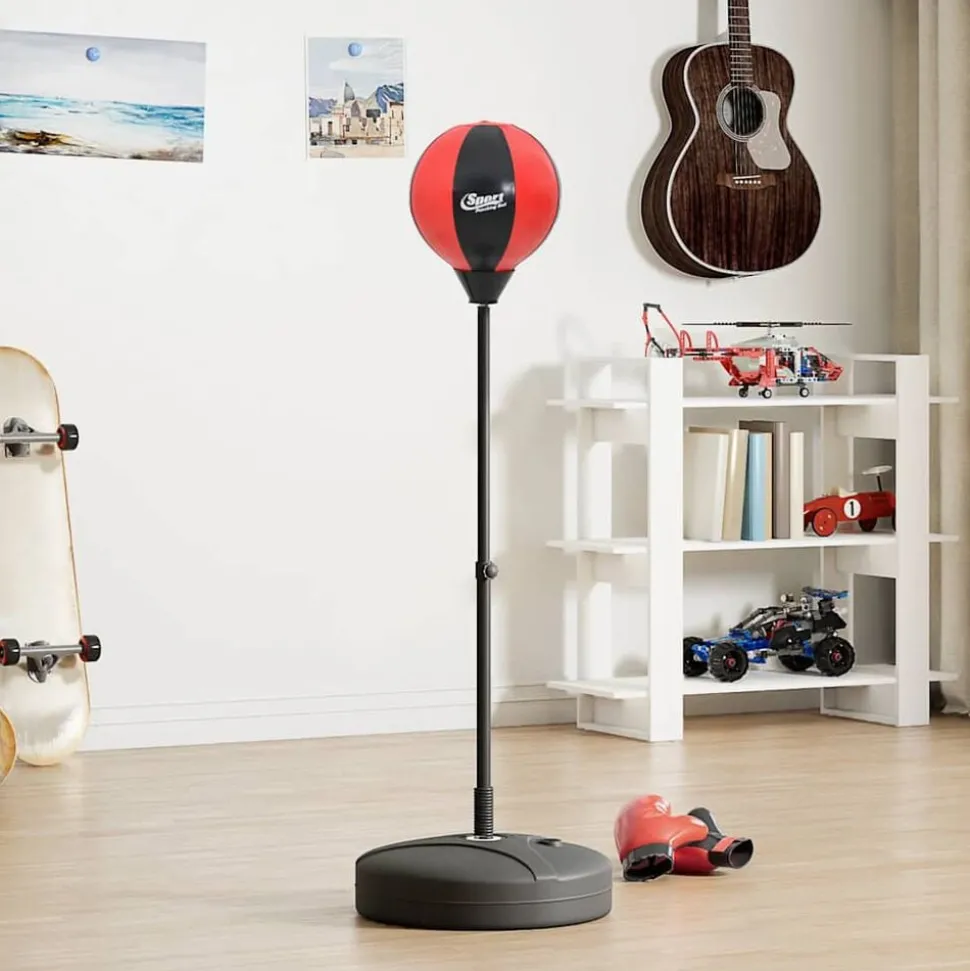 vidaXL Boksballenset met handschoenen en pomp verstelbaar 81-122 cm