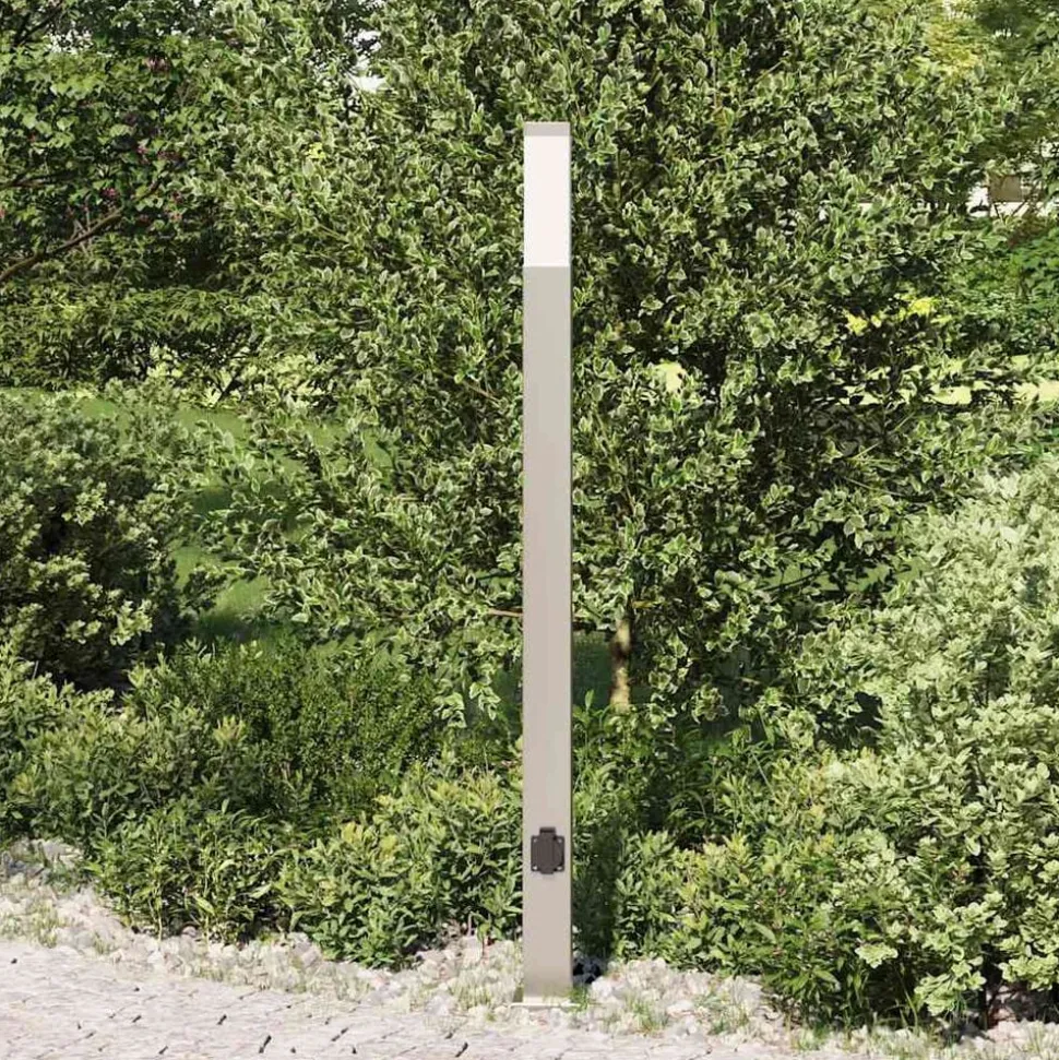 vidaXL Bolderarmatuur met stopcontact 110 cm RVS IP44