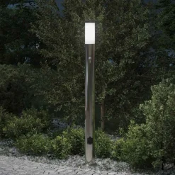 vidaXL Bolderarmatuur met sensor en stopcontact 110 cm roestvrij staal IP44