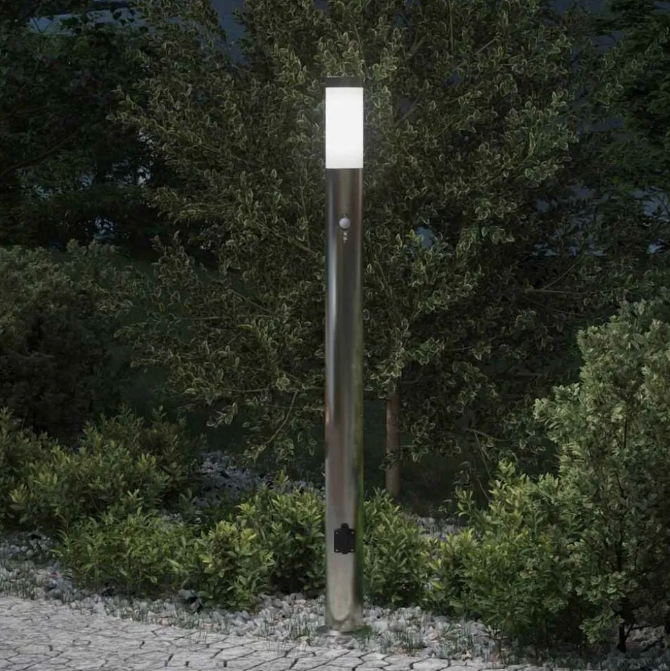 vidaXL Bolderarmatuur met sensor en stopcontact 110 cm roestvrij staal IP44