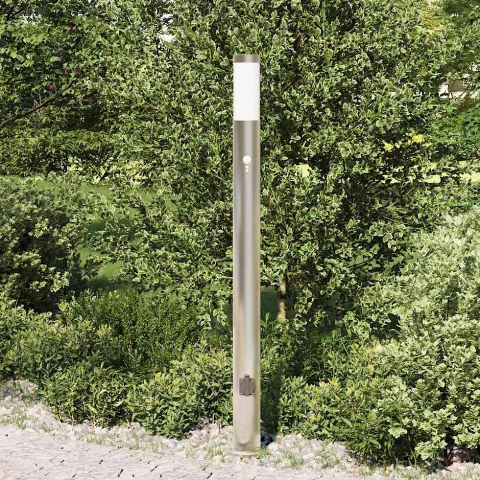 vidaXL Bolderarmatuur met sensor en stopcontact 110 cm roestvrij staal IP44