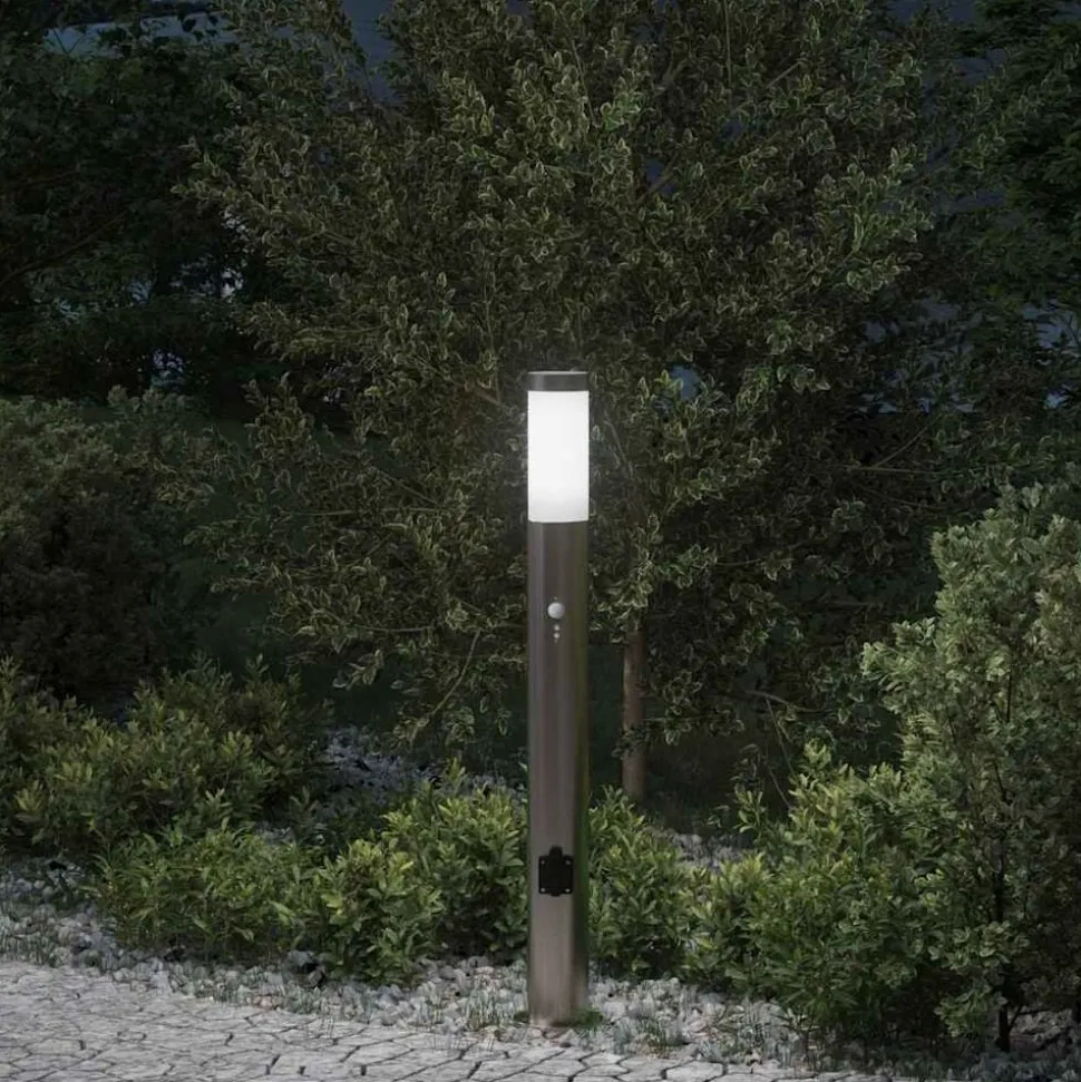 vidaXL Bolderarmatuur met sensor en stopcontact 80 cm roestvrij staal IP44