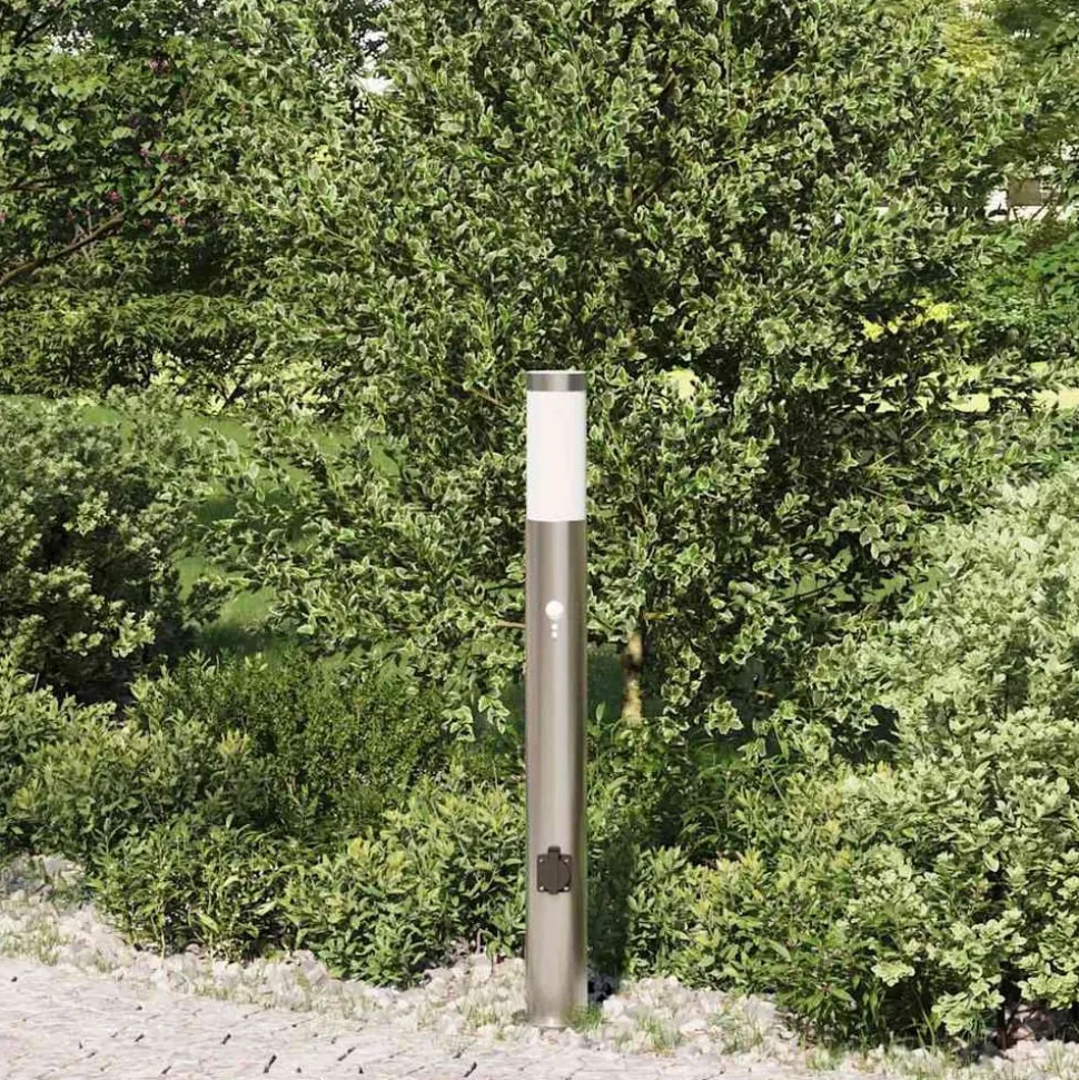 vidaXL Bolderarmatuur met sensor en stopcontact 80 cm roestvrij staal IP44