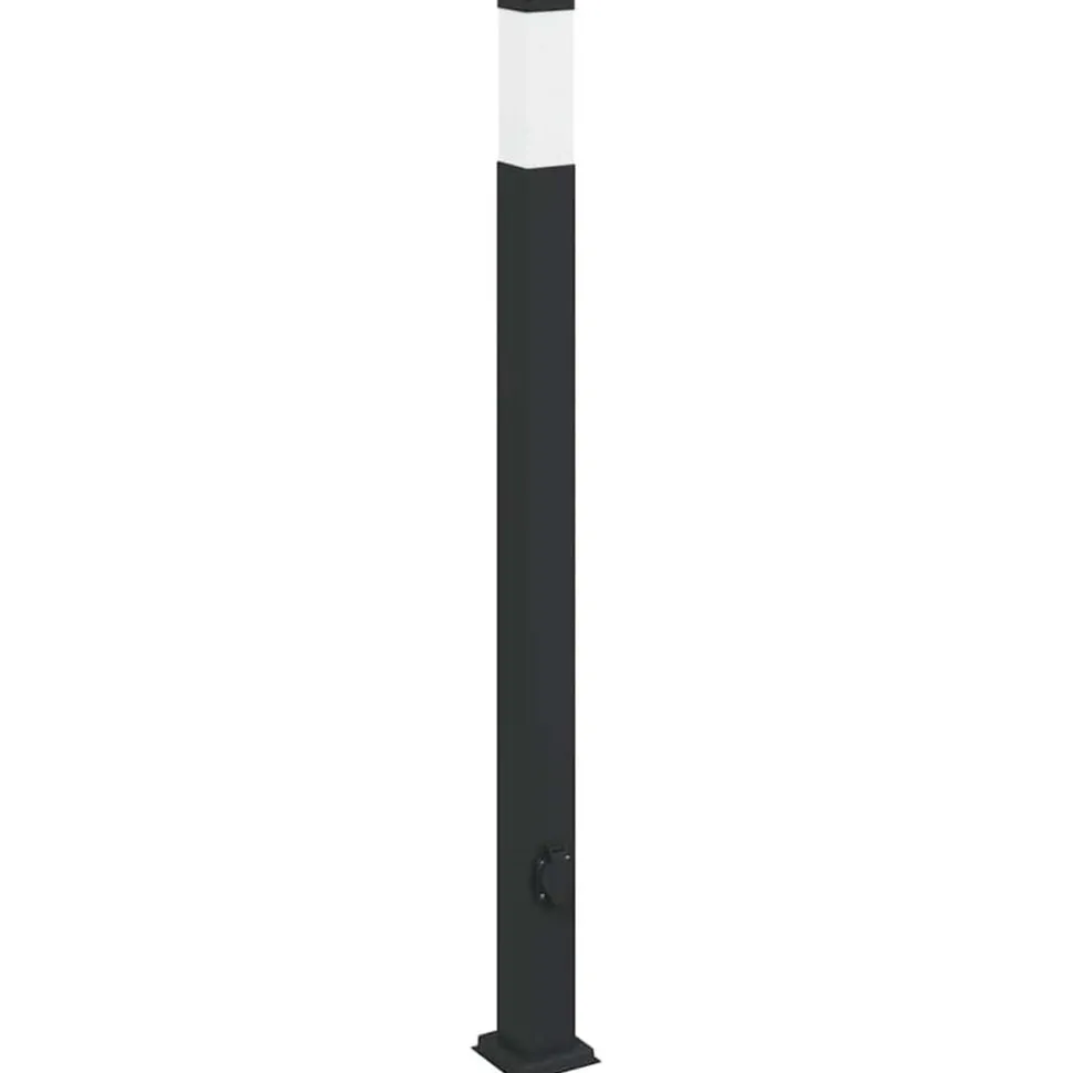 vidaXL Bolderarmatuur met stopcontact 110 cm Zwart IP44