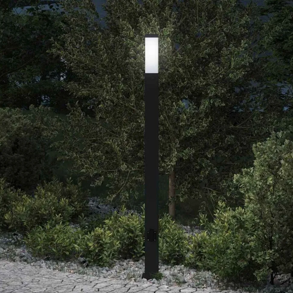 vidaXL Bolderarmatuur met stopcontact 110 cm Zwart IP44
