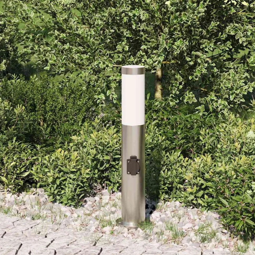 vidaXL Bolderarmatuur met stopcontact 50 cm RVS IP44