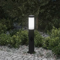 vidaXL Bolderarmatuur met stopcontact 50 cm RVS IP44