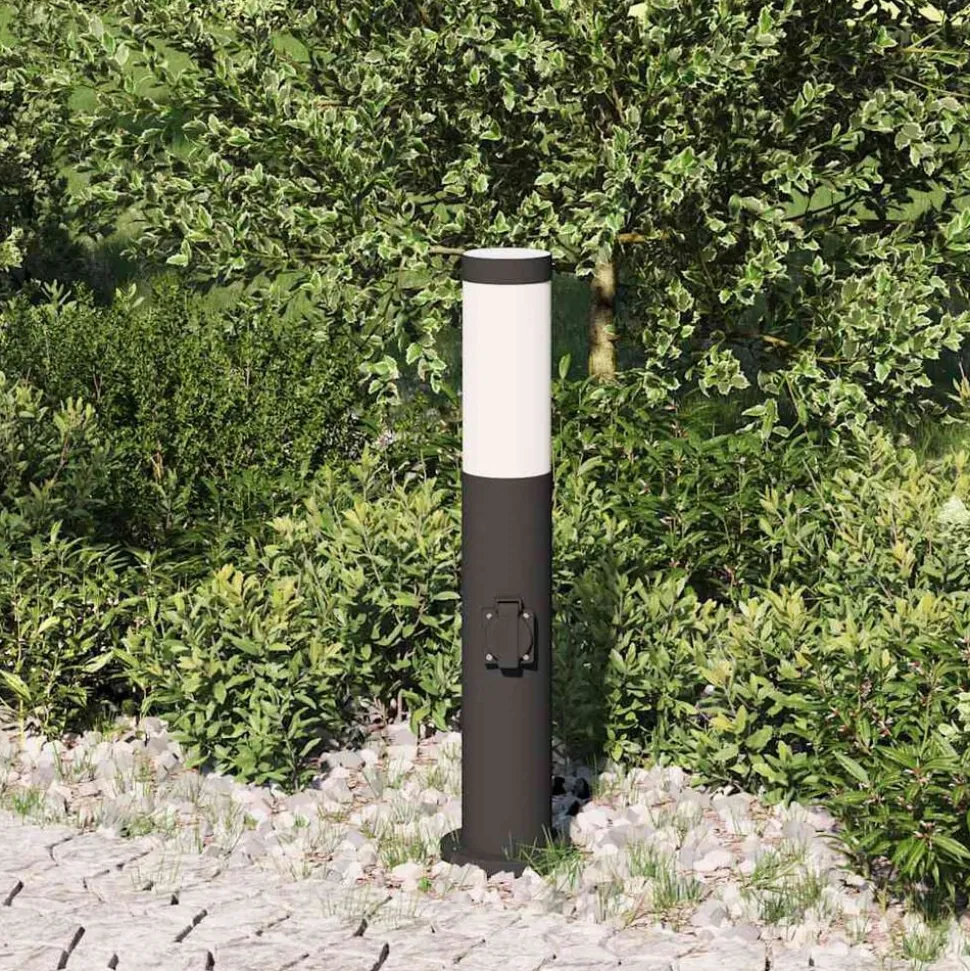 vidaXL Bolderarmatuur met stopcontact 50 cm RVS IP44