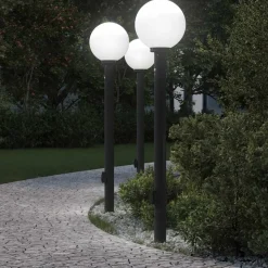 vidaXL Bolderverlichting met sensor en stopcontact 3 stuks 120 cm zwart IP44
