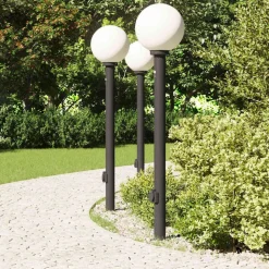 vidaXL Bolderverlichting met sensor en stopcontact 3 stuks 120 cm zwart IP44