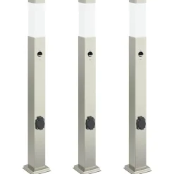 vidaXL Bolderverlichting met sensor en stopcontact 3 stuks 80 cm roestvrij staal IP44