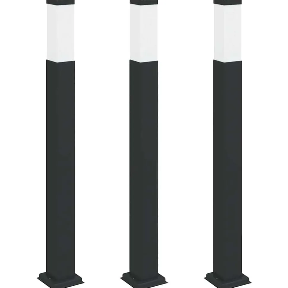 vidaXL Bolderverlichting 3 stuks 80 cm Zwart IP44