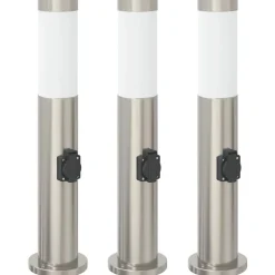 vidaXL Bolderverlichting met stopcontact 3 stuks 50 cm roestvrij staal IP44