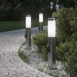 vidaXL Bolderverlichting met stopcontact 3 stuks 50 cm roestvrij staal IP44