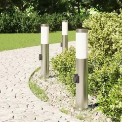 vidaXL Bolderverlichting met stopcontact 3 stuks 50 cm roestvrij staal IP44
