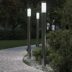 vidaXL Bolderverlichting met stopcontact 3 stuks 110 cm roestvrij staal IP44