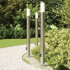 vidaXL Bolderverlichting met stopcontact 3 stuks 110 cm roestvrij staal IP44