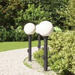 vidaXL Bolderverlichting met sensor en stopcontact 3 stuks 80 cm zwart IP44