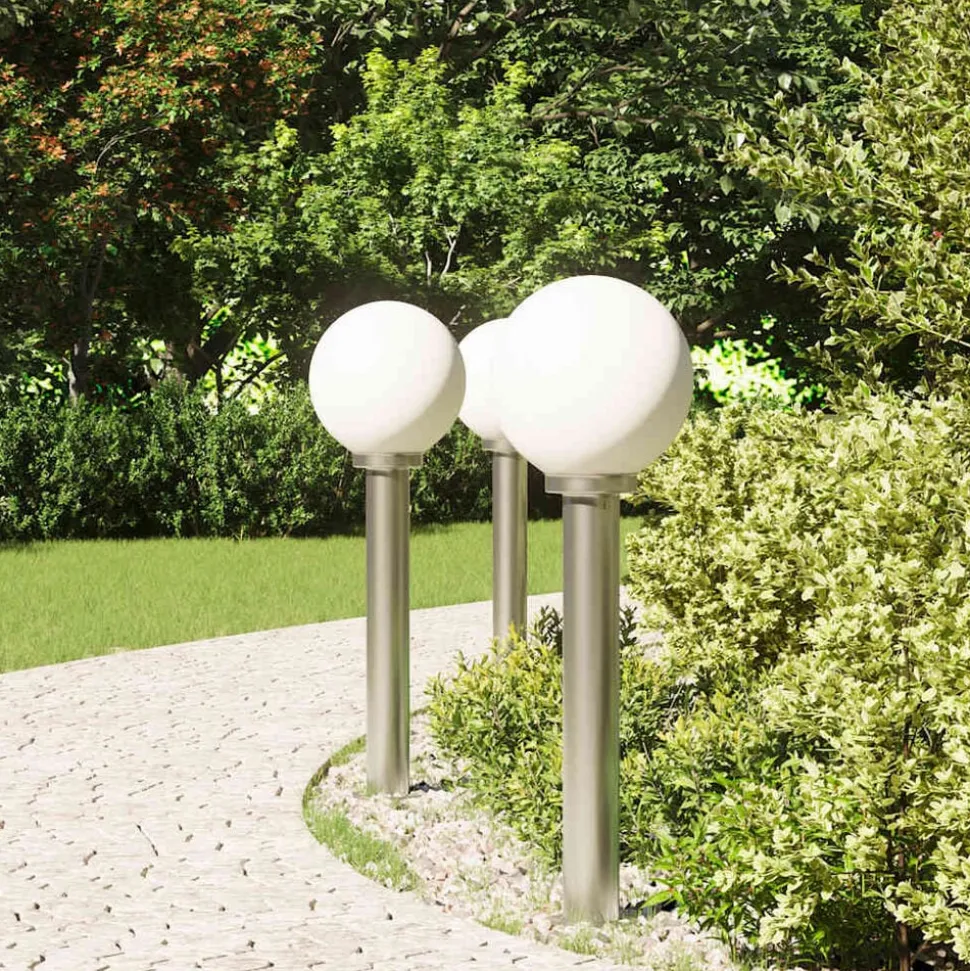 vidaXL Bolderverlichting 3 stuks 80 cm RVS IP44