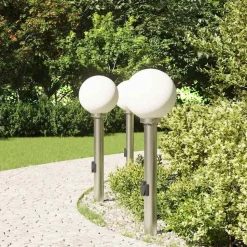 vidaXL Bolderverlichting met stopcontact 3 stuks 80 cm RVS IP44