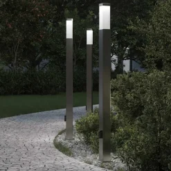 vidaXL Bolderverlichting met stopcontact 3 stuks 110 cm RVS IP44