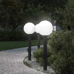 vidaXL Bolderverlichting met stopcontact 3 stuks 80 cm Zwart IP44