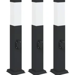 vidaXL Bolderverlichting met stopcontact 3 stuks 50 cm Zwart IP44